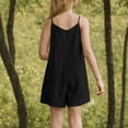 thumbnail image 6 of MKOSPLRT Linen Jumpsuits for Girl 4-16 Years Adjustable Thin Straps V Neck Pleated Romper Shorts Solid Casual Baggy Beach Vacation Jumpers, 6 of 8