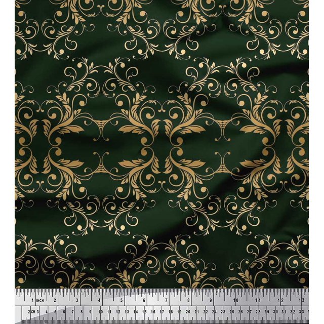 Soimoi Tissu Satin Modal Filigrane Damas Imprimé Tissu de Couture Yard 42 Pouces de Large