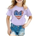thumbnail image 3 of Hiijoy Girls 4th of July Americana Graphic Tee Short Sleeve Crewneck T-Shirt, Sizes 3-13, 3 of 3