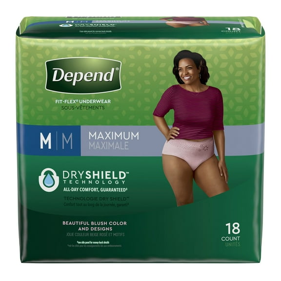 Depend FIT-FLEX Womens Absorbent Underwear, Medium, Tan (PK/18)