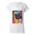 thumbnail image 3 of Funny Neon Pug | Dean Russo Art Animal Lover Womenâ€™s Standard V-Neck Tee, White, X-Large, 3 of 6