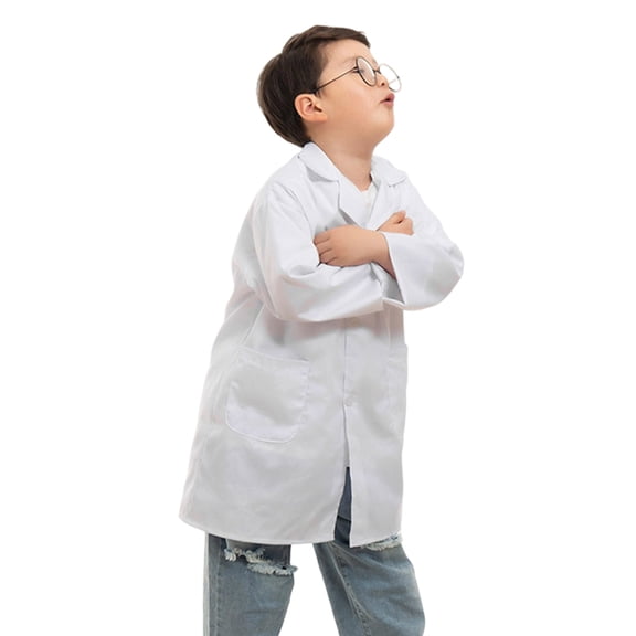 Adjustable Kids Science Lab Coat With Multiple Pockets Role Play Costume For Hospital Experiment Cotton Uniform