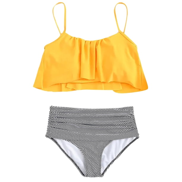 Mujeres que imprimen traje de baño pequeño de color sólido fresco Split Bikini Set traje de baño OAVQHLG3B Store lin121212