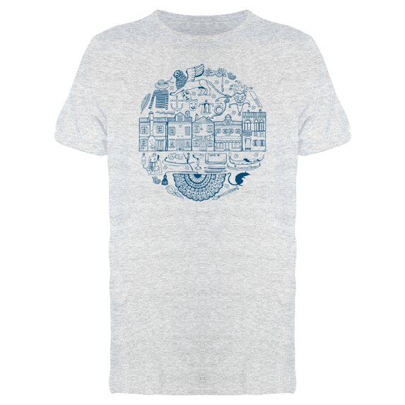 Italy Tourism Round Frame T-Shirt Men -Image by Shutterstock, Male Small