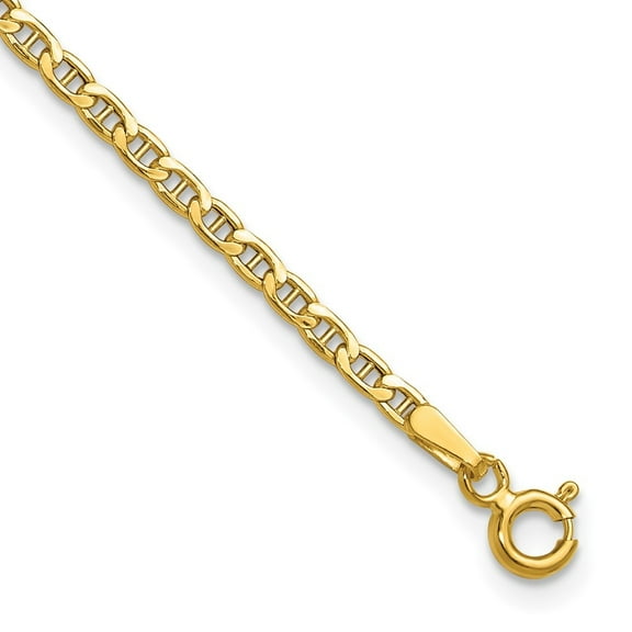 Auriga Mother's Day Gift 14K Yellow Gold 2.4mm Semi-Solid Anchor Chain Bracelet for Women 7"