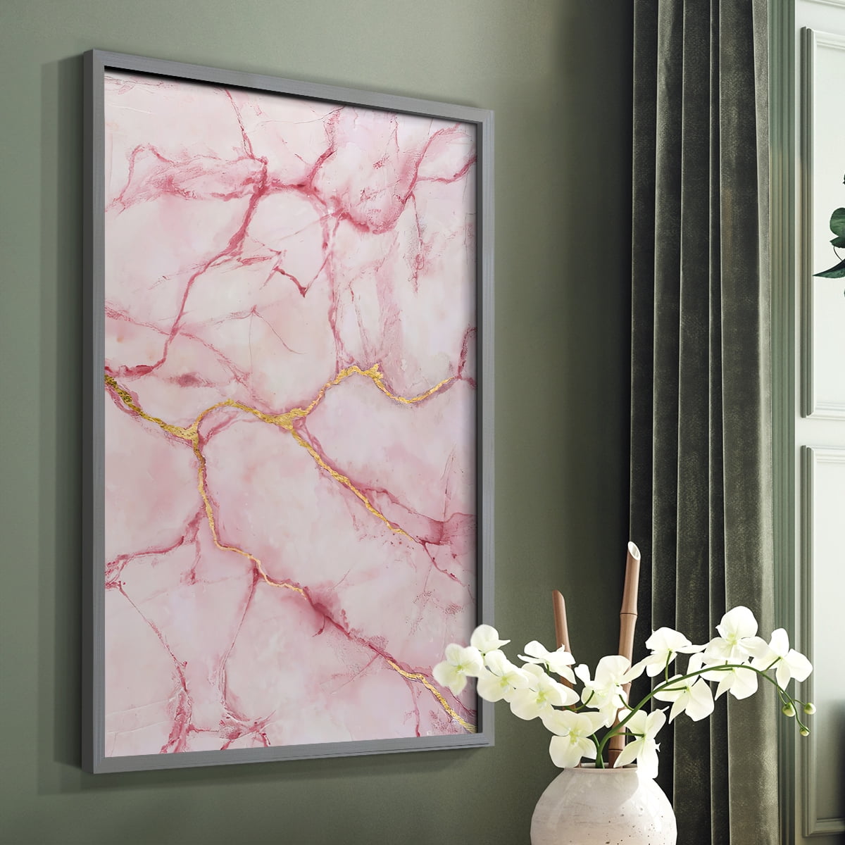 Rose Marble II in Gray Solid Wood 8 x 10 Framed Print