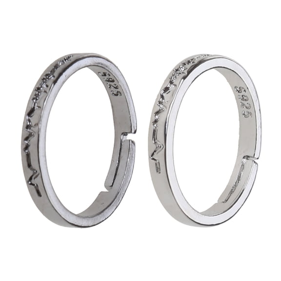 2Pcs Fashion Friendship Open Rings Love Heart Pattern Long Distance Adjust Suitable for Couple Lovers Gay