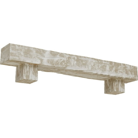 

Ekena Millwork 8 H x 8 D x 60 W Riverwood Faux Wood Urethane Fireplace Mantel Kit W/ Alamo Corbels White Washed