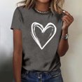 thumbnail image 4 of Hauts pour Femmes Saint-Valentin Manches Courtes Imprimé Cœur Col Rond T-Shirt Décontracté Gris Foncé S, 4 of 6
