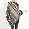 thumbnail image 2 of SWSMCLT Women's Knit Poncho Sweater Zig Zag Pullover Adult Winter Convertible Tassel Fringe Crochet Fall Hippie Mexican Aztec Poncho Wrap Soft Shawl Asymmetrical Cape Grey One Size, 2 of 4