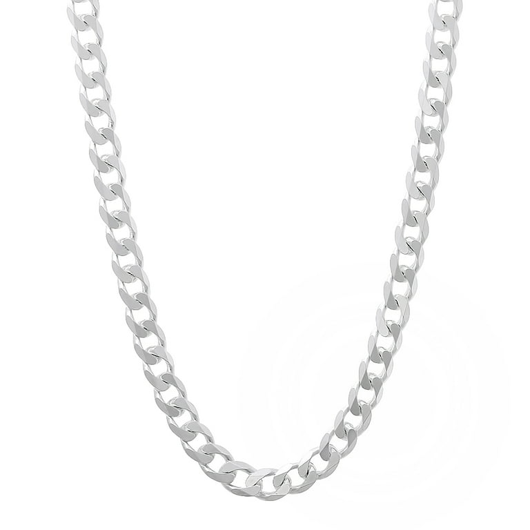 3.5mm Solid .925 Sterling Silver Flat Cuban Link Curb Chain Necklace, 22  inches