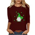 thumbnail image 2 of Meichang T-Shirts pour Femmes Jour de la Saint-Patrick Manches 3/4 Hauts Trèfle Chanceux T-Shirts Imprimé Vert Col Rond Décontracté Vacances T-Shirts Jour de la Saint-Patrick, 2 of 4