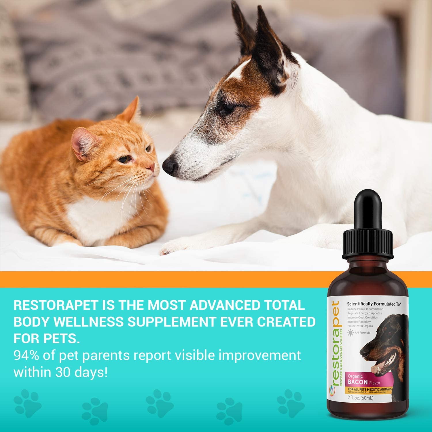 RestoraPet 1-Pack Organic Pet Supplement For Dogs, Cats & Horses