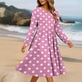 thumbnail image 4 of Fznquz Pink Womens Plus Size Dresses Midi Polka Dot Flowy A-Line Casual Long Sleeve Spring 2026 Women Clothing, 4 of 6