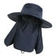 thumbnail image 1 of Sombrero para el sol, protección UV, ala ancha, nailon, transpirable, secado rápido, UPF 50+, sombrero de pesca con solapa extraíble para el cuello y la cara, azul oscuro, 1 of 12