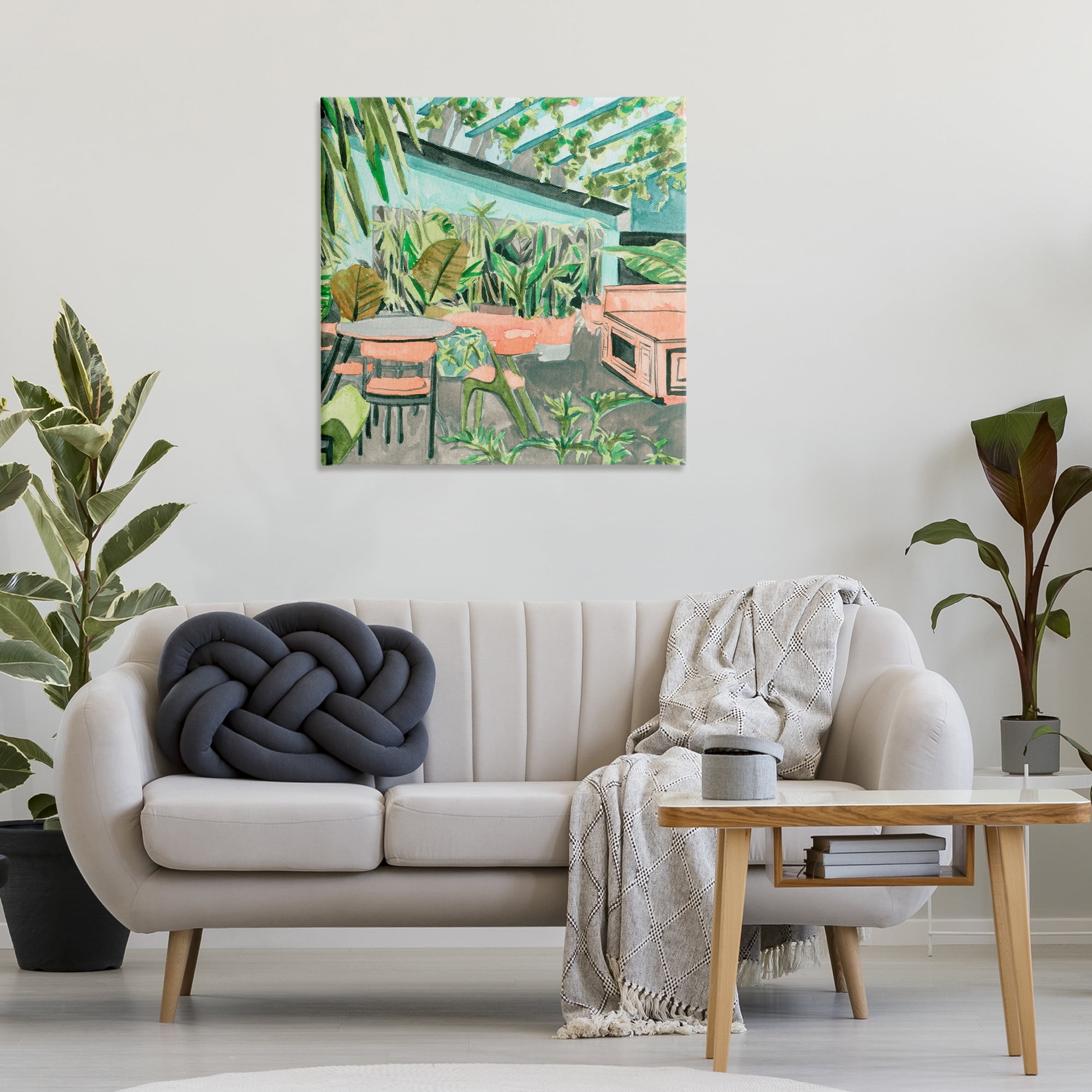 Stupell Industries Greenhouse Plants Café Furniture Painting Wrapped Canvas Art Print Wall Art, 30 x 30