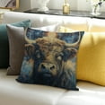 thumbnail image 3 of ZFLMY Highland Cow Cushion Cover Western  Decorative Pillow Cover Exotic Moon Throw Pillow Cover Watercolor Galaxy Pillow Cover Wild Farm Animal Sofa Home Decor 18x18in, 3 of 5