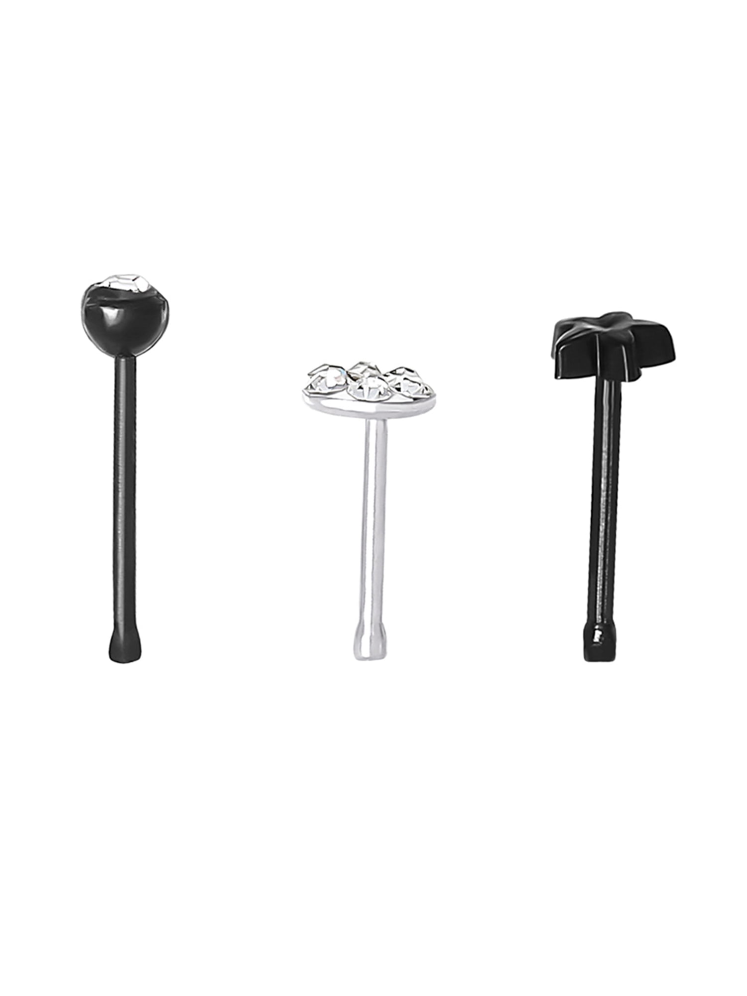 Body Jewelry Women's 22G Crystal Nose Rings Set, 6 Pack