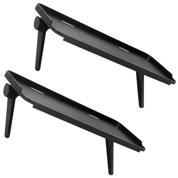 ETEREAUTY 2-Pack Adjustable Monitor Top Shelf in Black with Side Guards for TV Remote, Media Box, and Desktop Organization