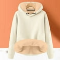 thumbnail image 4 of Basic Lined Hoodies for Women 2025 Fall Winter Long Sleeve Thick Hoodie Hooded Sweatshirt Pullover Tops, 4 of 5