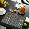 thumbnail image 4 of Dark Gray and Light Gray Checkered Pattern Summer Placemats Table Placemats Set Of 4-Linen Kitchen Washable Placemats Table Mats 11.8"x17.7" Non-Slip Heat Resistant, 4 of 6