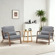 EDX Mid Century Modern Accent Chair, Comfy Fabric Living Room Chairs with Solid Wood Frame, Lounge Reading Armchair, Easy Assembly