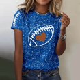 thumbnail image 2 of Women Sequin Football T Shirts Game Day Heart Graphic Short Sleeve Crewneck Tops Trendy Casual Summer Classic Fit Tees Z001-Blue L, 2 of 5