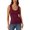 C-Red1767, variant on ANINEO Women Casual Low Round Neck Ribbed Casual T-Shirt Sleeveless Elastic Form Fitting Basic Vests Solid Color Leisure Daliywear