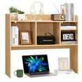 thumbnail image 3 of Desktop Bookshelf, Wooden Desk Storage Hutch with 6 Shelves for Computer Desk, 3-Tier Desktop Display Organizer Rack for Office Home, 3 of 6