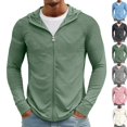 thumbnail image 2 of Sun Shirts for Men Long Sleeve UV Protection UPF 50+ Fishing Hiking Shirt Full Zip Up Hoodie Lightweight Hooded Jacket,Green,XL, 2 of 10