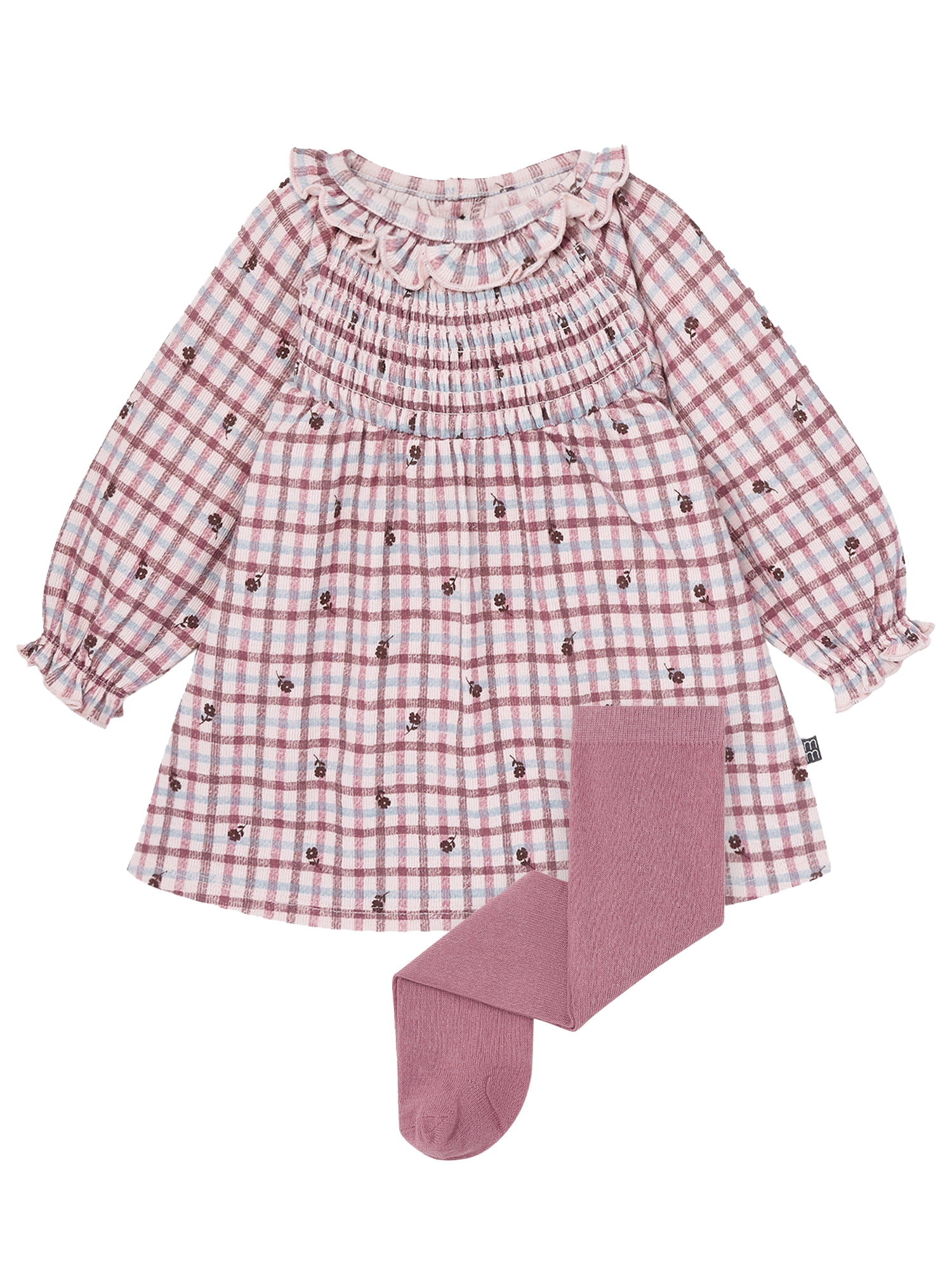Modern Moments by Gerber Baby Girl Smocked Dress and Tights Set, 2-Piece, Sizes 0/3 Months - 24 Months