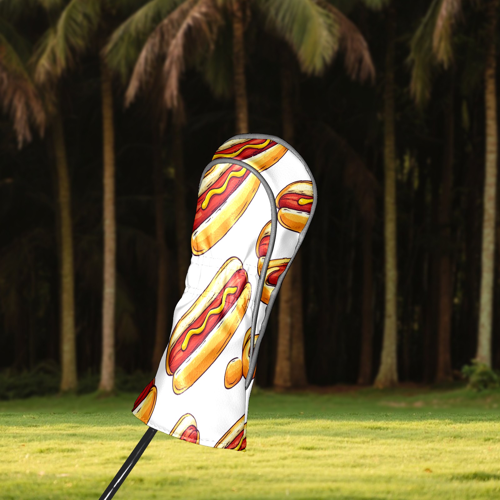 Golf Club Covers PU Leather Waterproof Head Covers for Fairway Woods Hybrids Cute Hot Dog