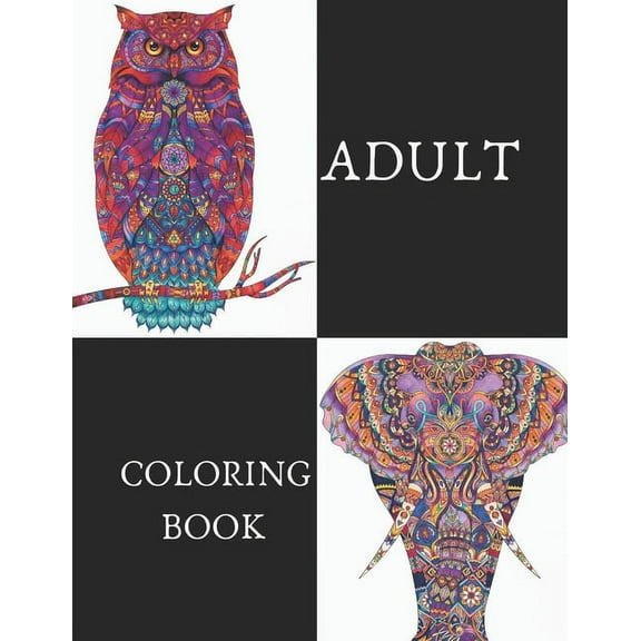 Adult Coloring Book : 100 Beautiful Animals Designs for Stress Relief and Relaxation For Adults. (Paperback)