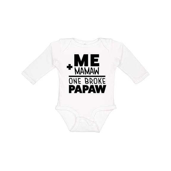 Inktastic Me Plus Mamaw Equals One Broke Papaw Boys or Girls Long Sleeve Baby Bodysuit