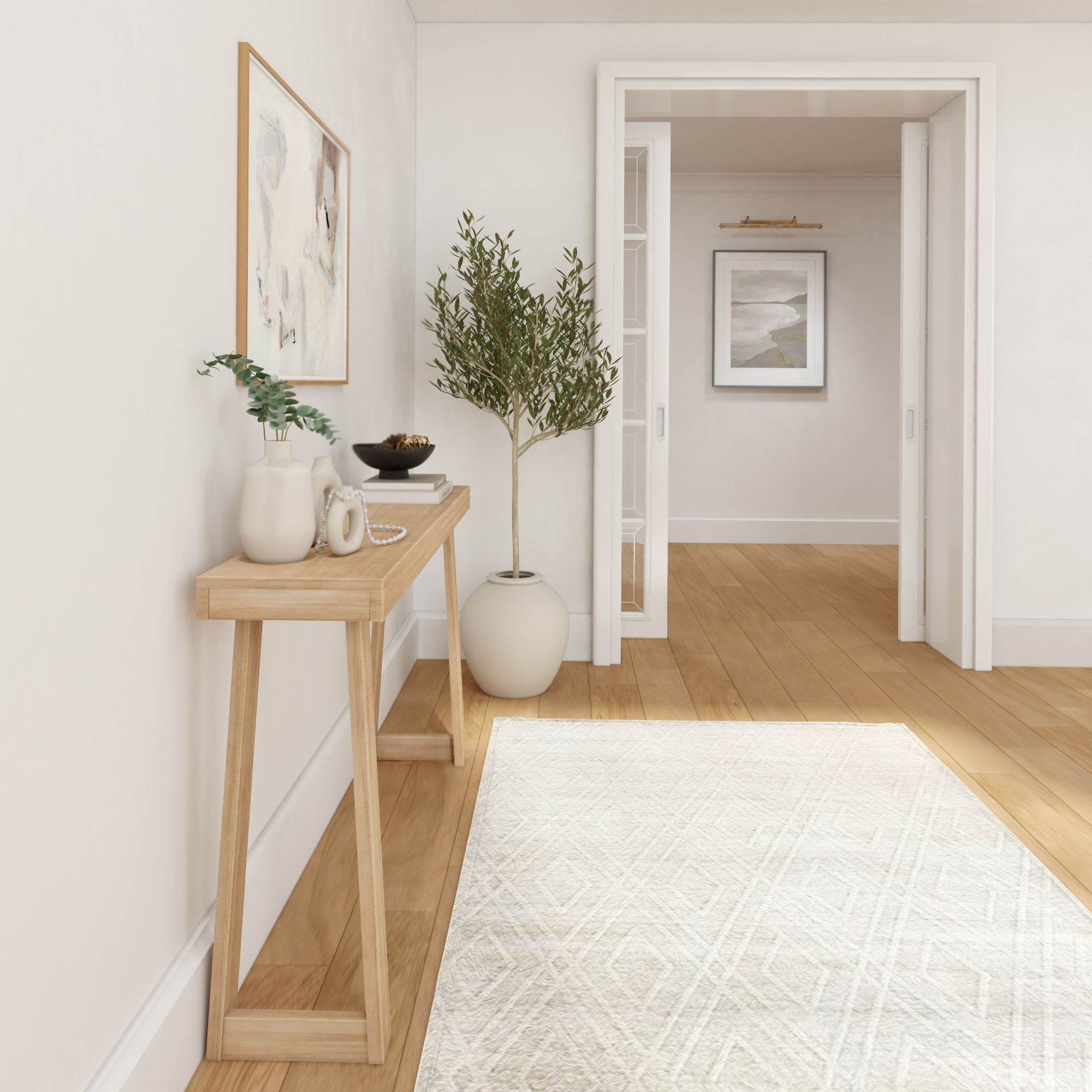 Plank+Beam Solid Wood 56" Console Table, Classic Entryway Table, Narrow Foyer Table