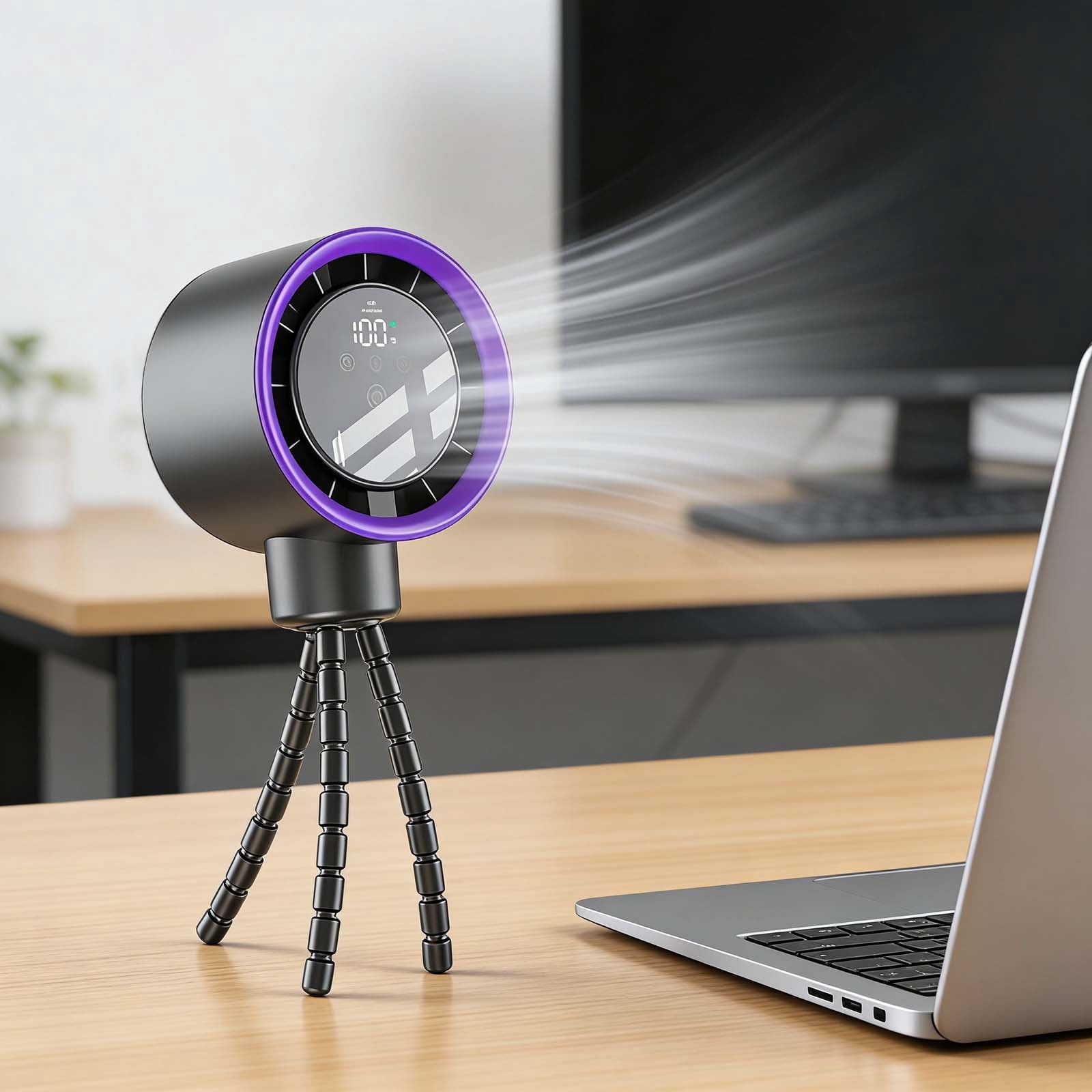 EDHITNR Rechargeable Stroller Fan Flexible Tripod Mounting Portable Clip on Fan, Quiet 35dB Oscillating Baby Stroller Fan with Timer 4 16 Hours, White