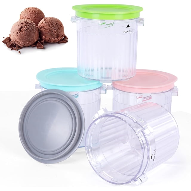 LAICAIW 4 Pack Ice Cream Pints and Lids Compatible with Ninja (NC100 NC101 NC200 NC201 & NC205A Series)