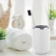 thumbnail image 5 of Juego de organizador de baño de 5 piezas | Bandeja de tocador de plástico, vasos para cepillo de dientes, dispensador de jabón, vaso para enjuague bucal, jabonera | Moderno Negro Blanco Gris |, 5 of 6