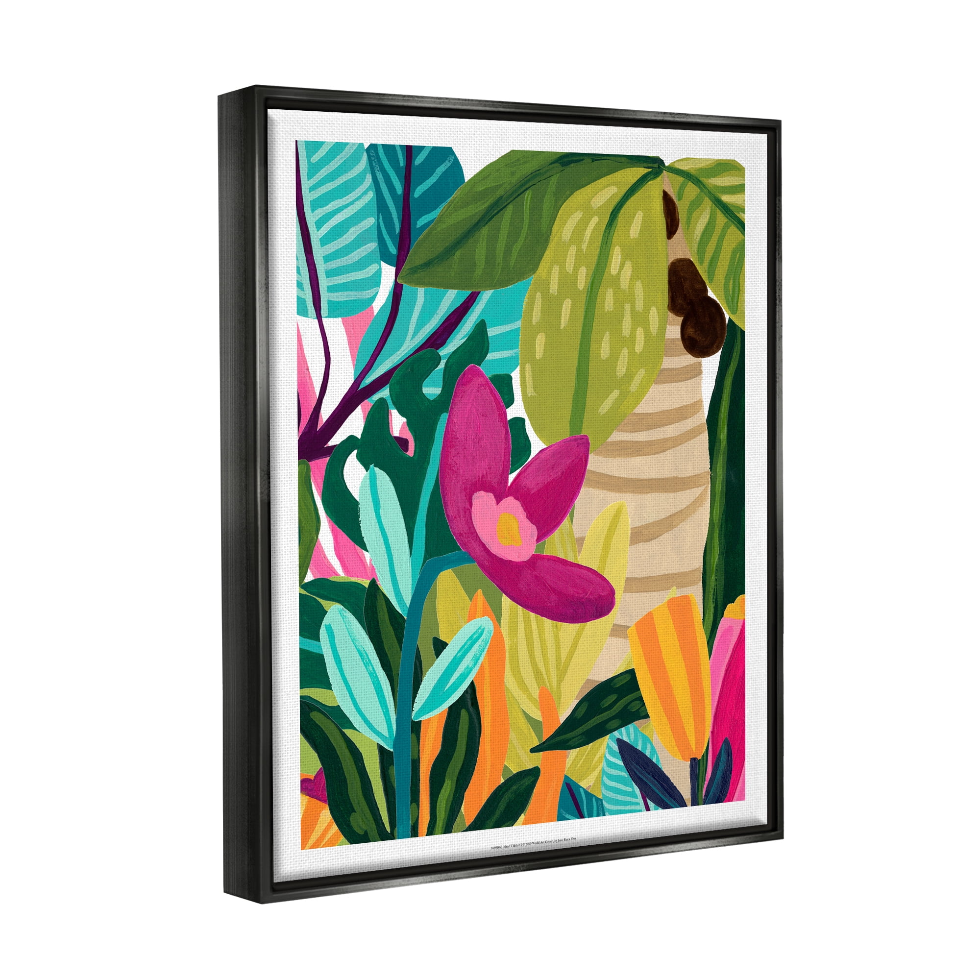 Stupell Island Thicket Bold Tropical Plants Botanical & Floral Painting Black Floater Framed Art Print Wall Art