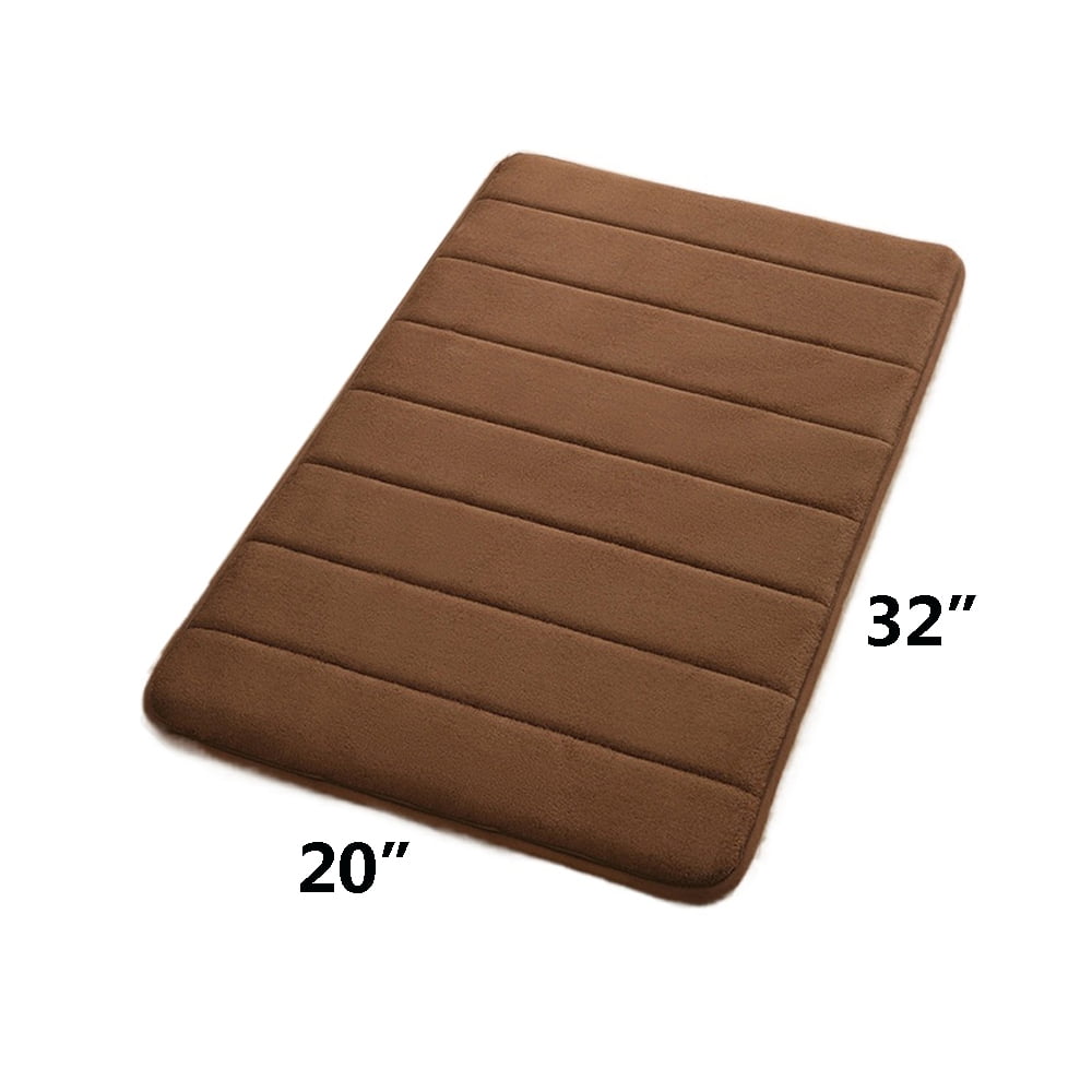 Soft Memory Foam Bathroom Rugs Absorbent Non-Slip PVC Backing 20" x 32" Brown Bath Mats Machine Washable