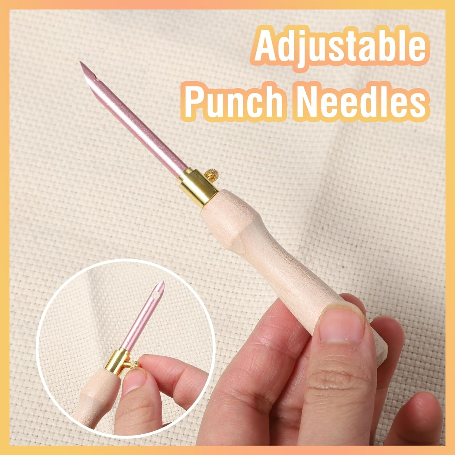 Punch Needle Kit, Punch Needle Tool Adjustable Punch Needle Embroidery Kits Include Wooden Handle Embroidery Pen Set, Big Eye Needles, Punch Needle Cloth