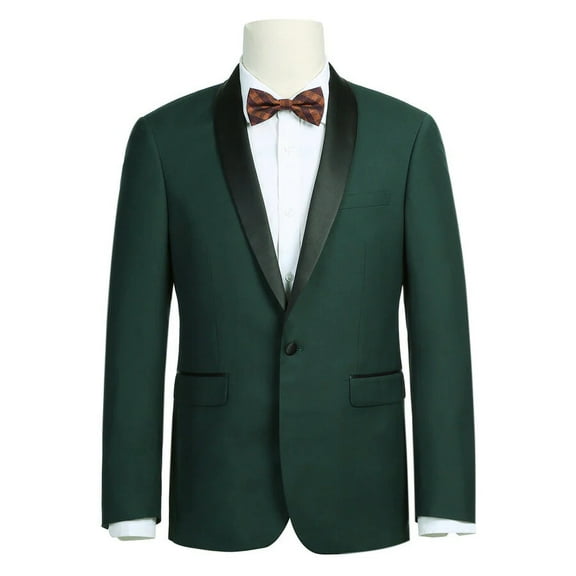 Mens Traditional Slim Fit Shawl Collar Tuxedo in Hunter Green