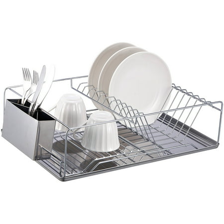 Home Basics Chrome-Plated Steel Dish Rack with Stainless Steel (Best Stainless Steel Dish Rack)