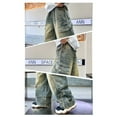 thumbnail image 4 of Baggy Jeans for Girls Wide Leg Jeans Wide Leg Denim Cargo Pants with Pocket Kids Cargo Pants 5-6 Years, 4 of 8