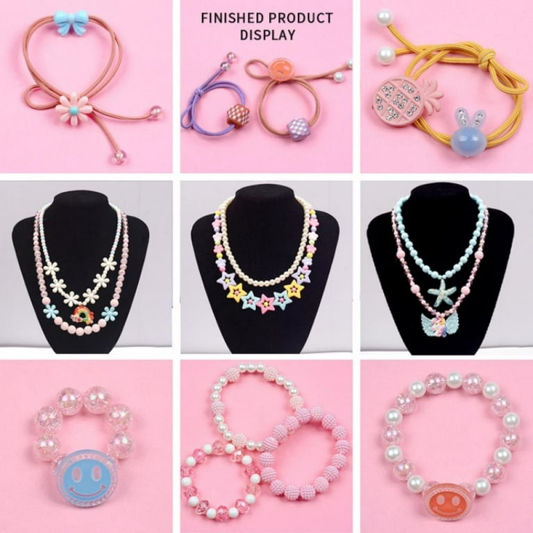 24 Grid Acrylic Beads for Bracelets Jewelry Making Aesthetic for Girls  Charm Bracelet Making Kit Beads Assortments Pink Set Gift for Teen Girls 