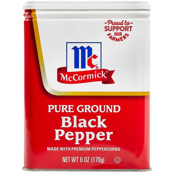 McCormick Pure Ground Black Pepper, 6.0 oz Can