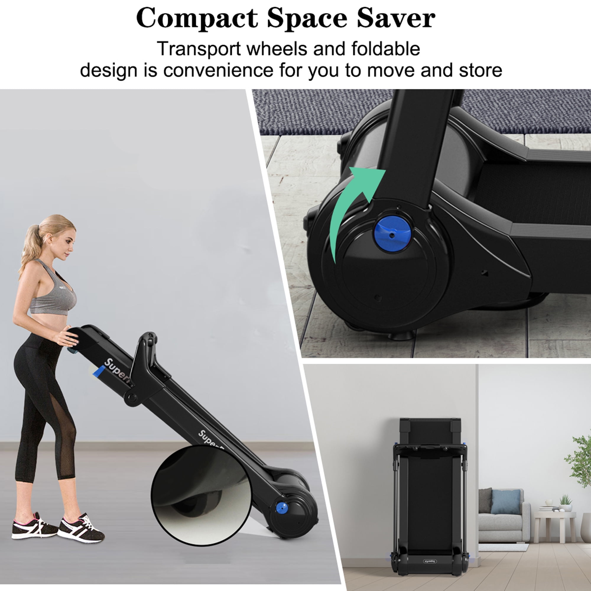 Gymax Folding Electric Treadmill 3.0 HP Exercise Running Machine with App Control Blue