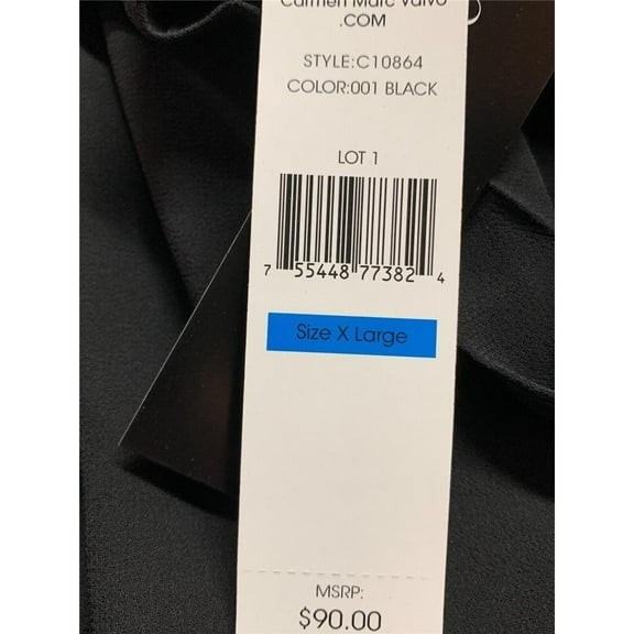 Carmen Marc Valvo Women's Standard Long Sleeve Shirt Swimsuit Cover Up, Black XL New with box/tags