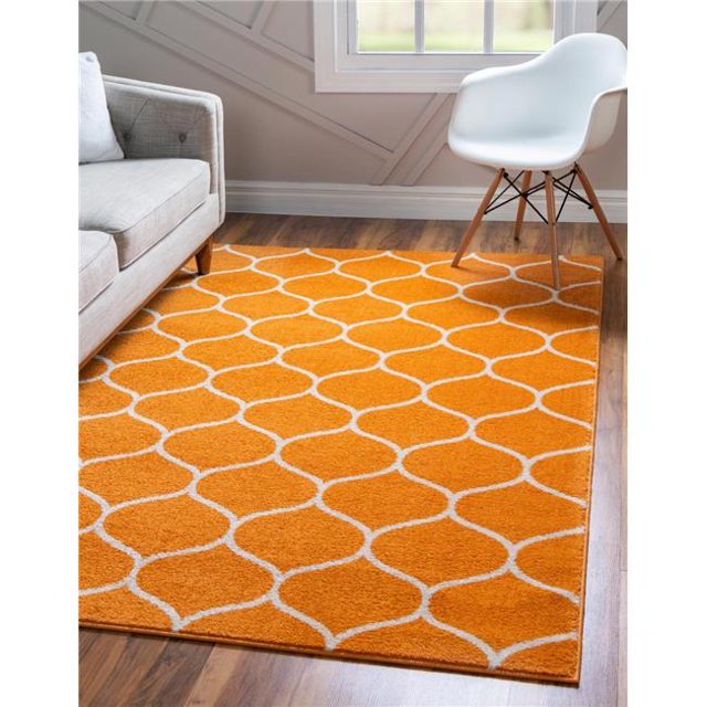 Unique Loom 3146755 7 x 10 ft. Rounded Trellis Frieze Rectangular Rug, Orange