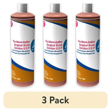 (3 pack) Surgical Scrub Dynarex, First-Aid Antiseptic, 16 oz.. Bottle, 7.5% Povidone Iodine | 1 Bottle